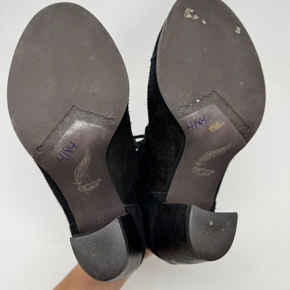 UGG ANALISE BLACK SUEDE SHEEPSKIN ANKLE BOOTS WOMEN 6.5 - Picture 13 of 15